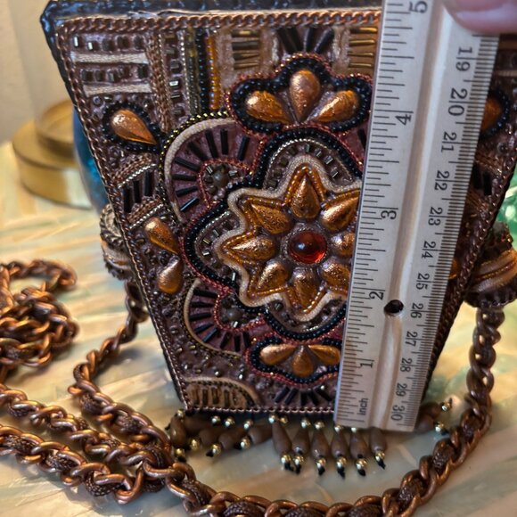 Handmade Beaded Mini Crossbody Bag Chain Strap Philippines Boho Chic Unique VTG - Picture 6 of 13